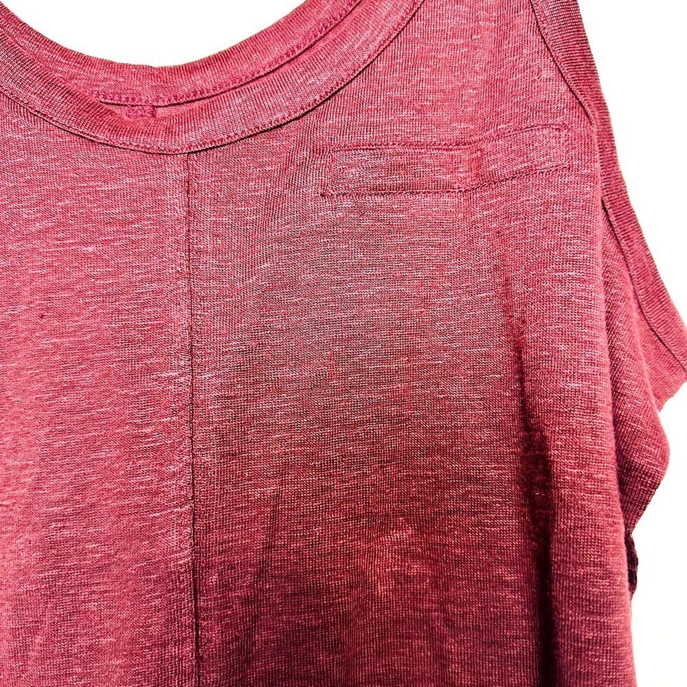 Chaser NWT Double Scoop Neck Linen Blend Sleeveless Tank Top Maroon Size Small - Picture 3 of 5